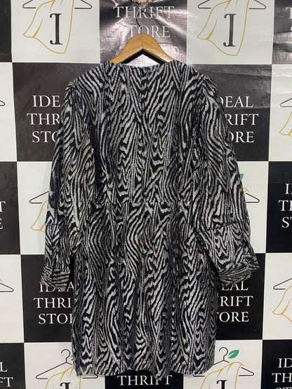 GEORGE |L| BUST 21| A67| METALLIC ZEBRA PRINT LONG-SLEEVE PARTY DRESS