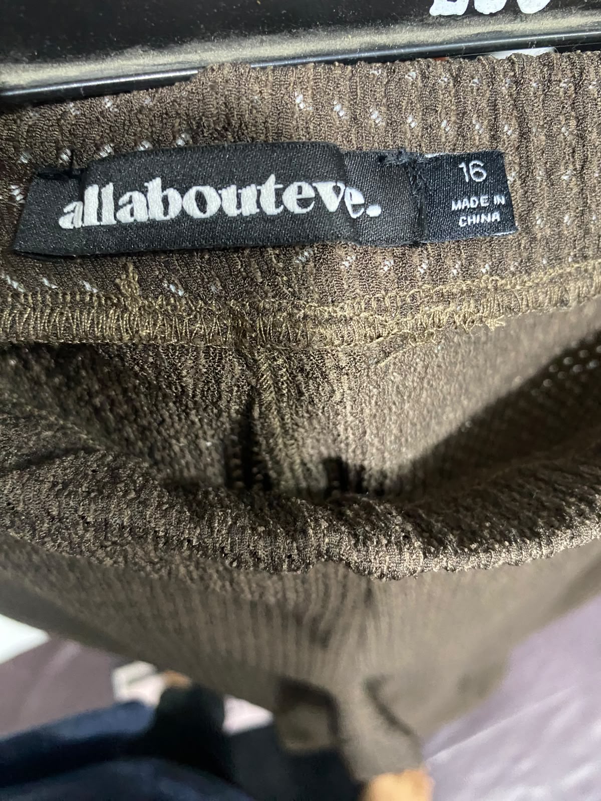 ALLABOUTEVE |L| WAIST 32| A66| DARK BROWN TEXTURED WIDE-LEG TROUSERS