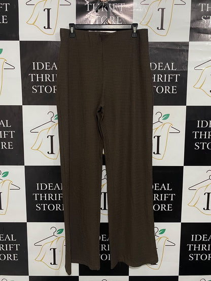 ALLABOUTEVE |L| WAIST 32| A66| DARK BROWN TEXTURED WIDE-LEG TROUSERS