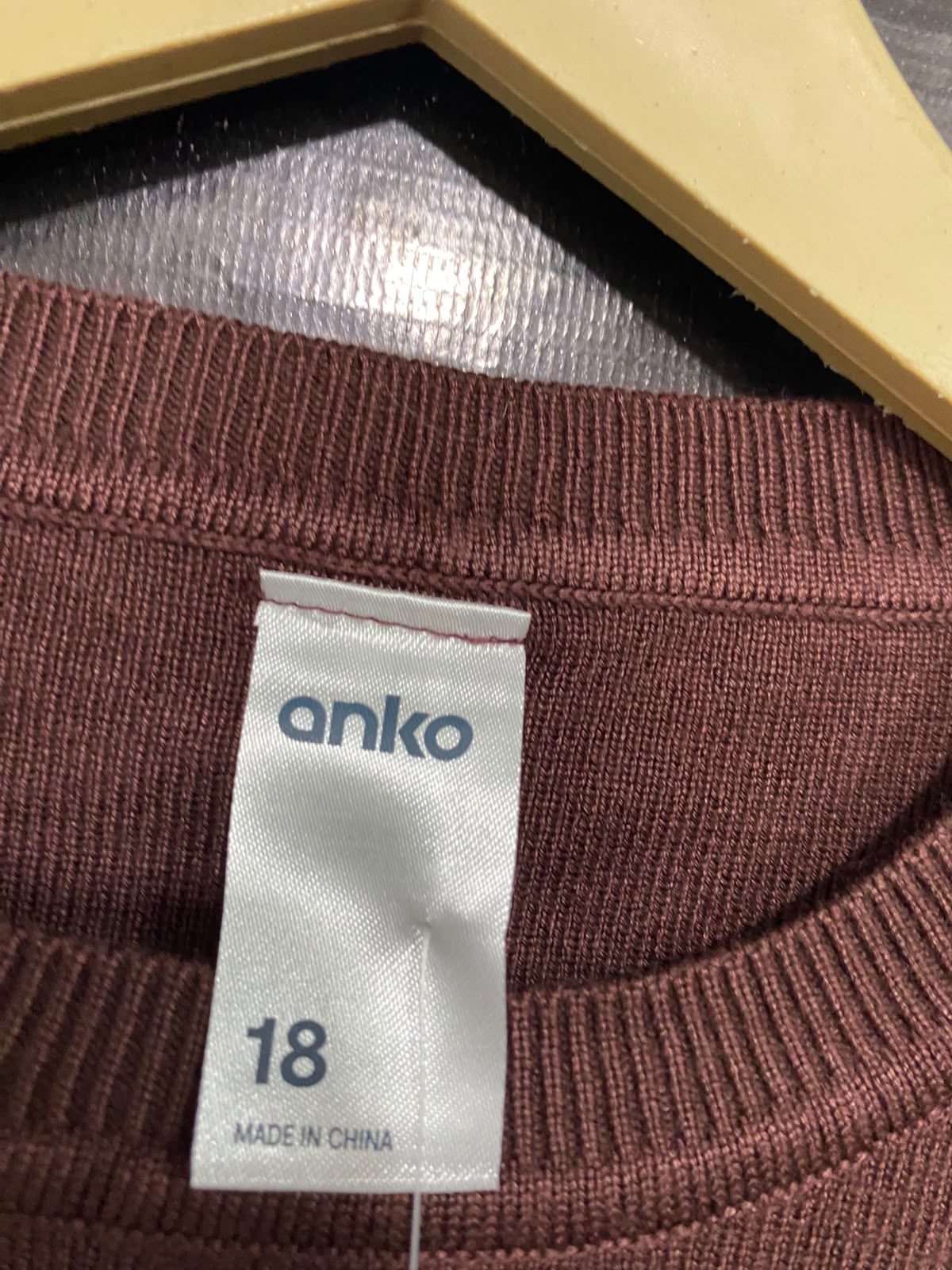 ANKO |M| BUST 18| A66| DARK BROWN ECO-VERO KNIT SHORT-SLEEVE TOP