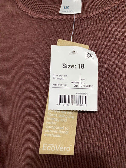 ANKO |M| BUST 18| A66| DARK BROWN ECO-VERO KNIT SHORT-SLEEVE TOP