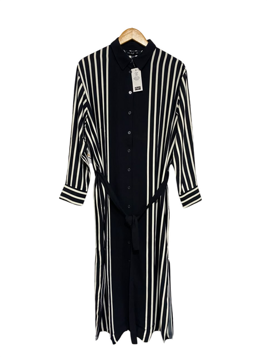 F&F |M| BUST 23| A67| BLACK & WHITE STRIPED BELTED SHIRT DRESS