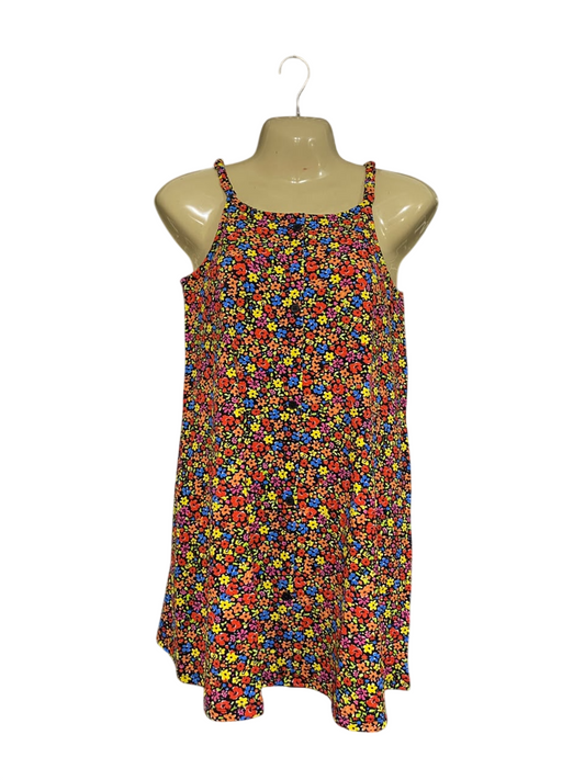 PRIMARK CARES |XS| BUST 16| A67| MULTICOLOR FLORAL PRINT BUTTON-DOWN MINI SUNDRESS (VINTAGE STYLE)