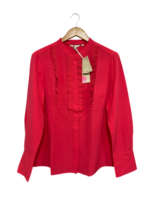 BODEN |M| BUST 26| A67| BRIGHT PINK PLEATED RUFFLE FRONT SHIRT