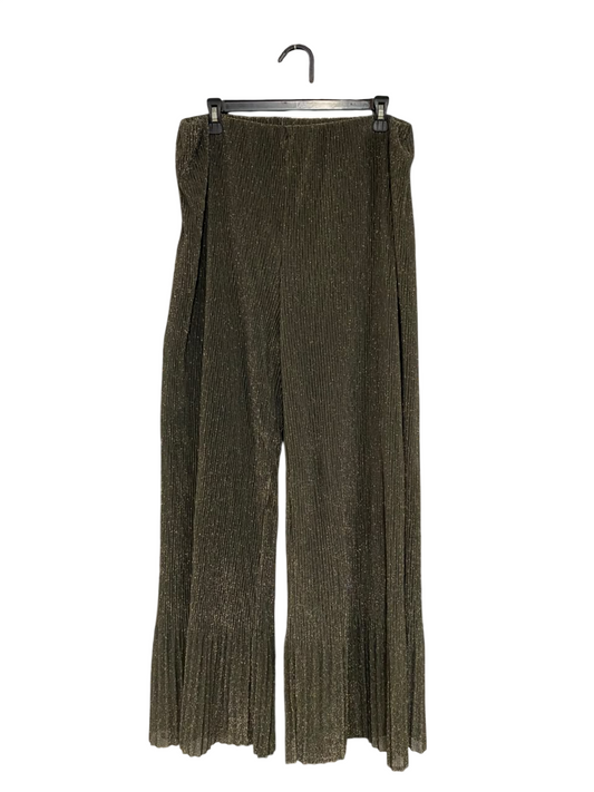 RIVER ISLAND |XXL| WAIST 38| A67| SHIMMRING METALLIC BRONZE PLEATED WIDE-LEG TROUSERS