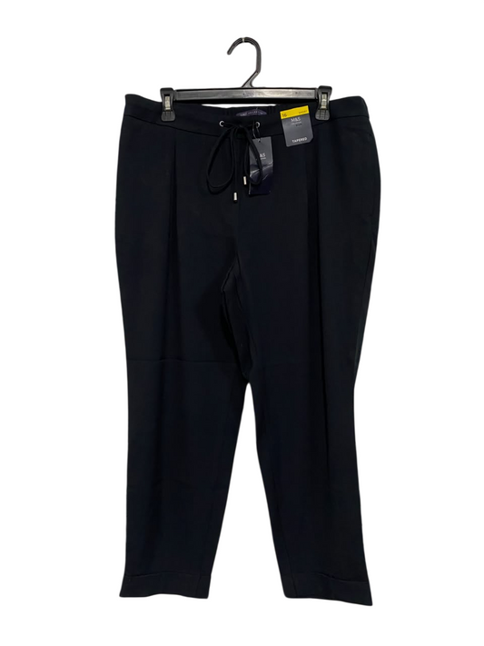 M&S |XL| WAIST 34| A67| BLACK TAPERED DRAWSTRING TROUSERS