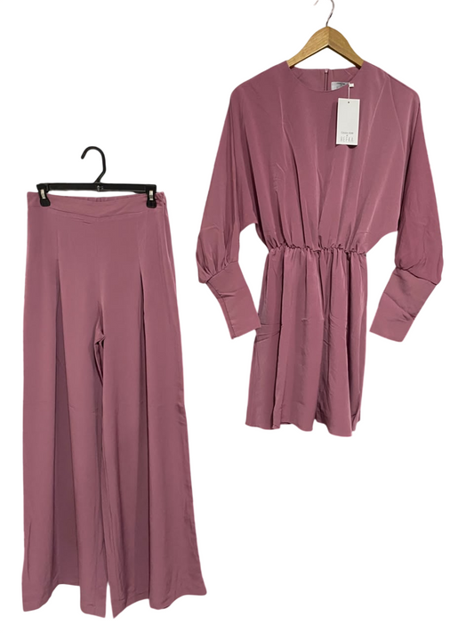 REFKA |S| A67| MAUVE PINK TWO-PIECE TUNIC AUR WIDE-LEG TROUSER SET