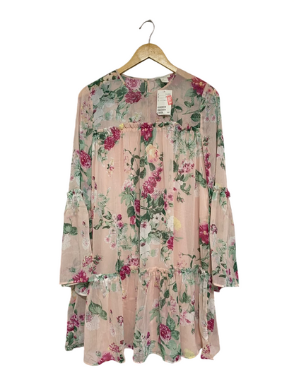 H&M |L| BUST 20| A67| BLUSH PINK AUR MULTICOLOR FLORAL TIERED DRESS