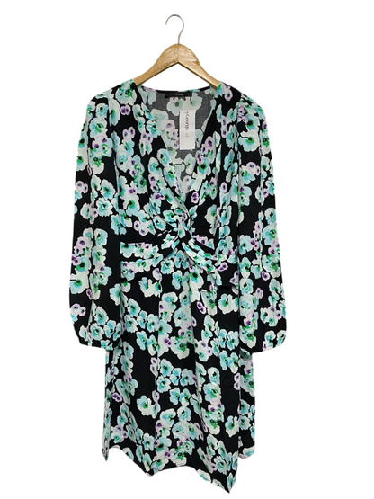 GEORGE |M| BUST 19| A67| BLACK AUR MINT FLORAL TWIST-FRONT DRESS