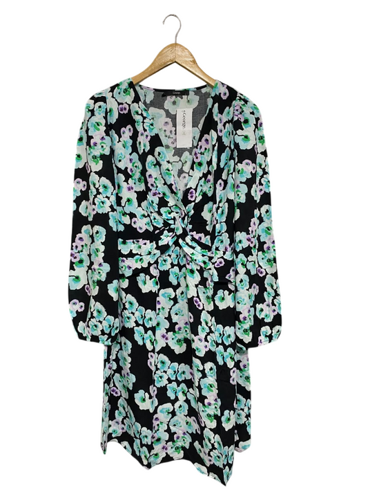 GEORGE |M| BUST 19| A67| BLACK AUR MINT FLORAL TWIST-FRONT DRESS