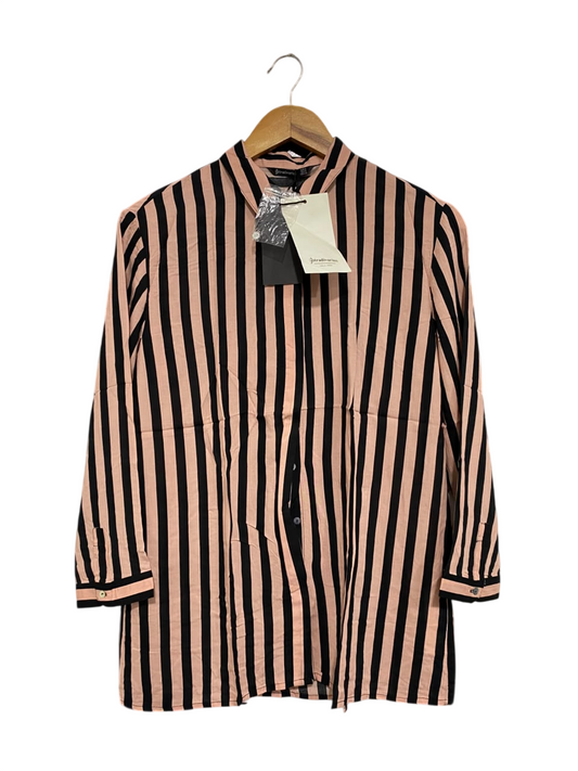 STRADIVARIUS |S| BUST 19| A67| PEACH AUR BLACK STRIPED BUTTON-DOWN SHIRT