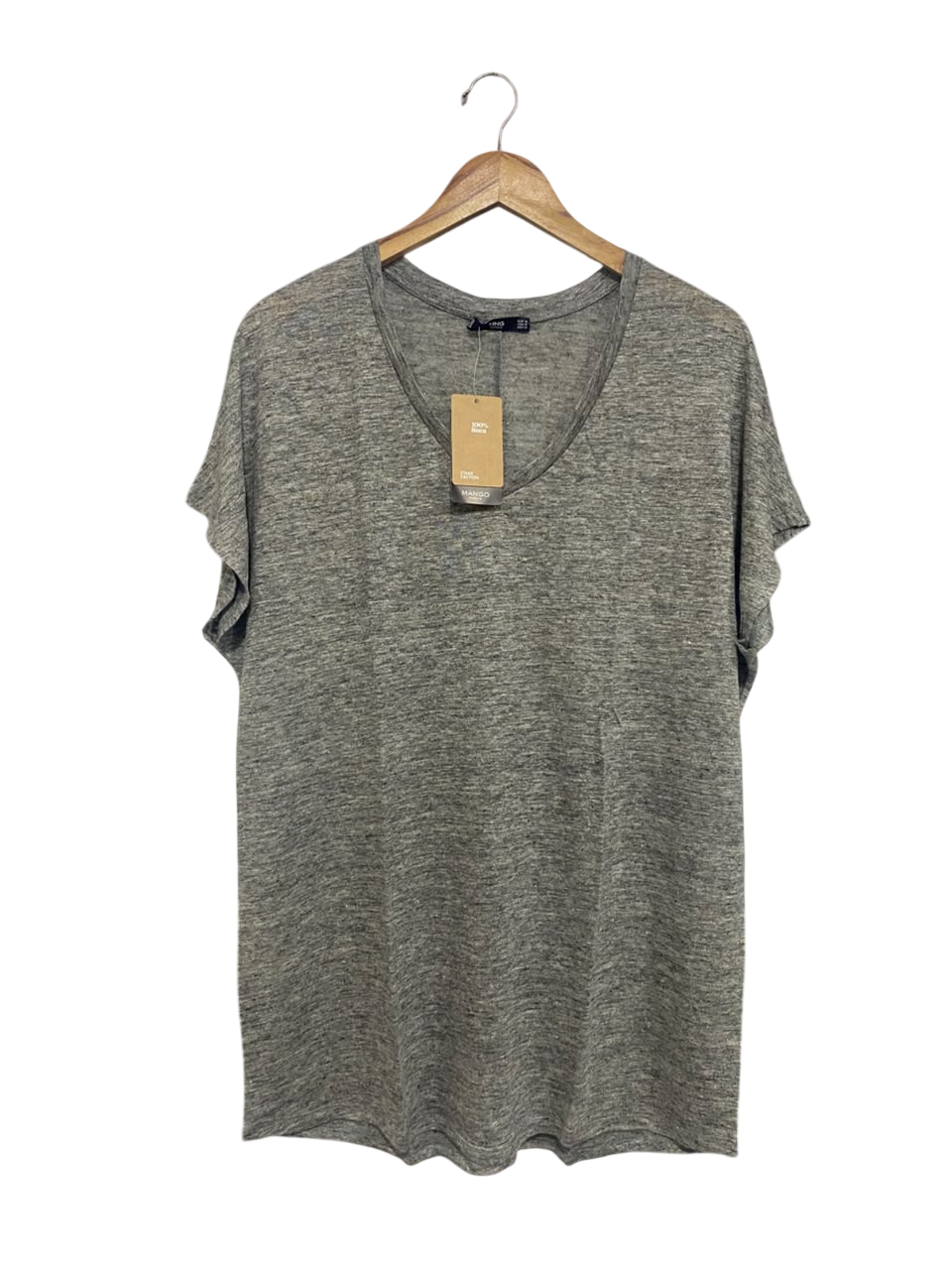MNG |M| BUST 22| A67| GREY MELANGE LINEN CASUAL T-SHIRT / TUNIC