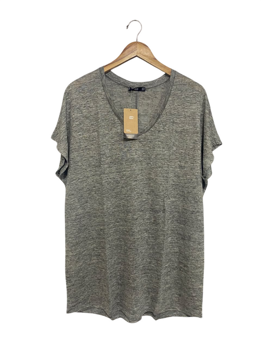 MNG |M| BUST 22| A67| GREY MELANGE LINEN CASUAL T-SHIRT / TUNIC