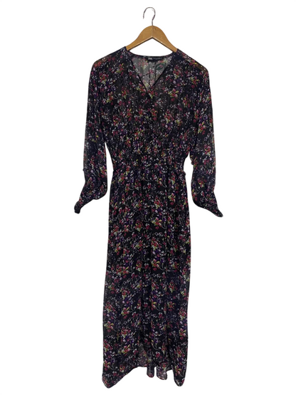 ZARA |M| BUST 16| A67| BLACK & MULTICOLOR FLORAL MIDI DRESS