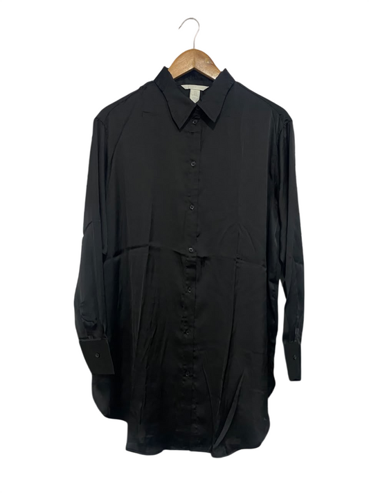 H&M |M| BUST 23| A67| CLASSIC BLACK SATIN OVERSIZED SHIRT / TUNIC