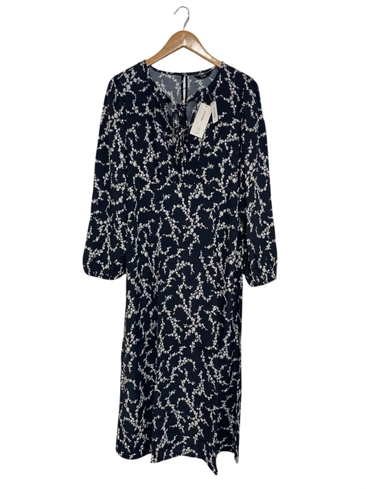 GEORGE |M| BUST 18| A67| NAVY BLUE & WHITE FLORAL MIDI DRESS