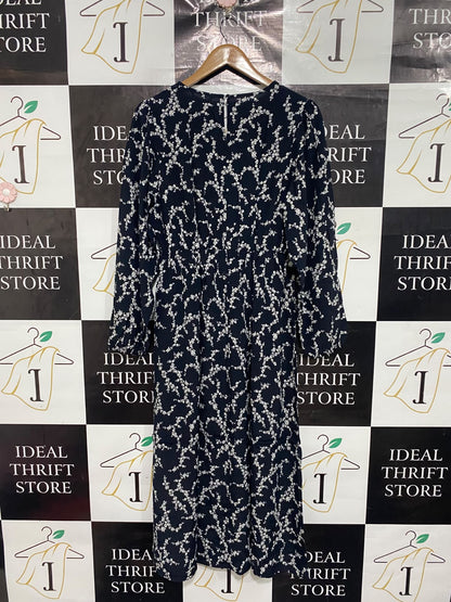 GEORGE |M| BUST 18| A67| NAVY BLUE & WHITE FLORAL MIDI DRESS