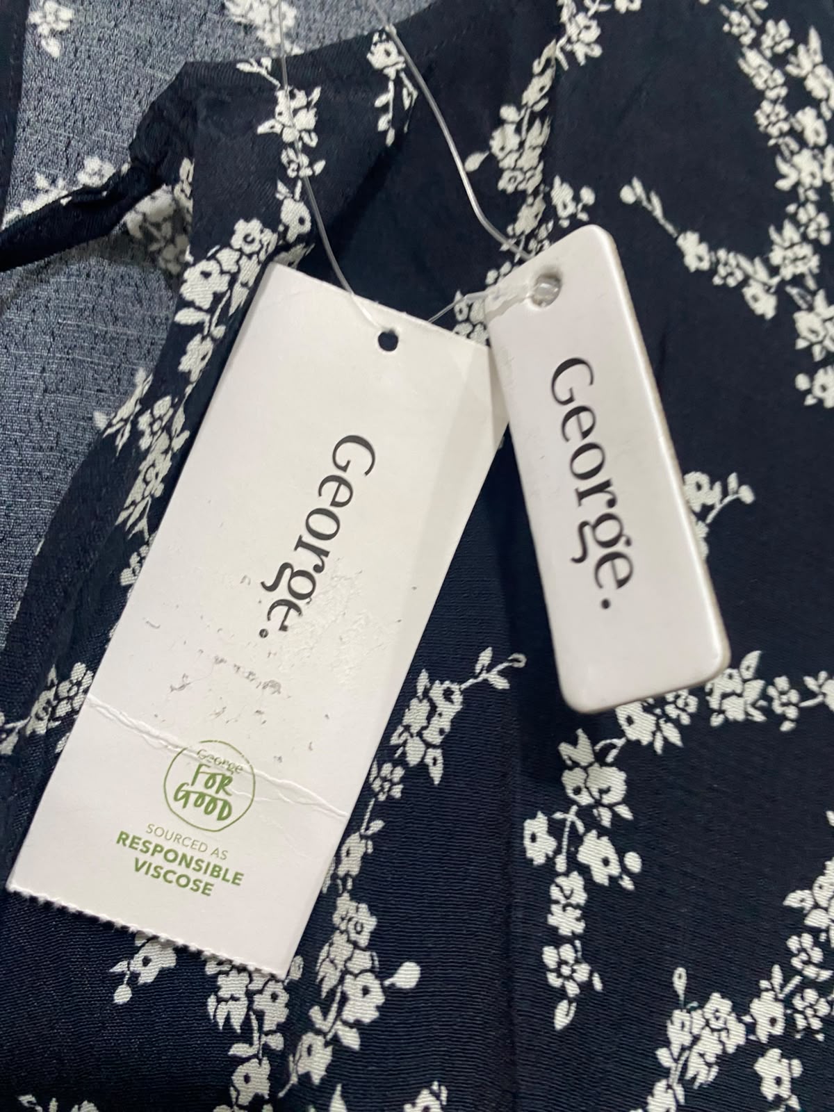 GEORGE |M| BUST 18| A67| NAVY BLUE & WHITE FLORAL MIDI DRESS