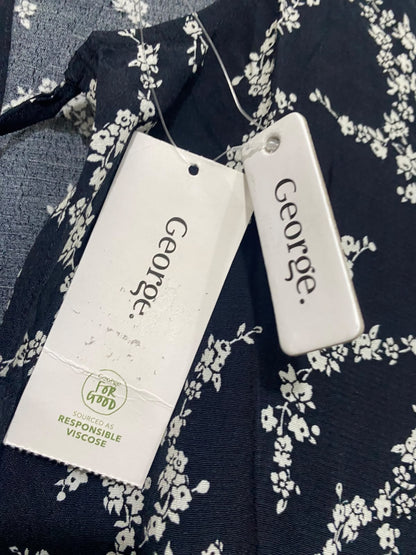 GEORGE |M| BUST 18| A67| NAVY BLUE & WHITE FLORAL MIDI DRESS
