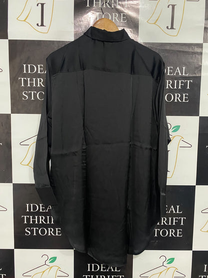 H&M |M| BUST 23| A67| CLASSIC BLACK SATIN OVERSIZED SHIRT / TUNIC
