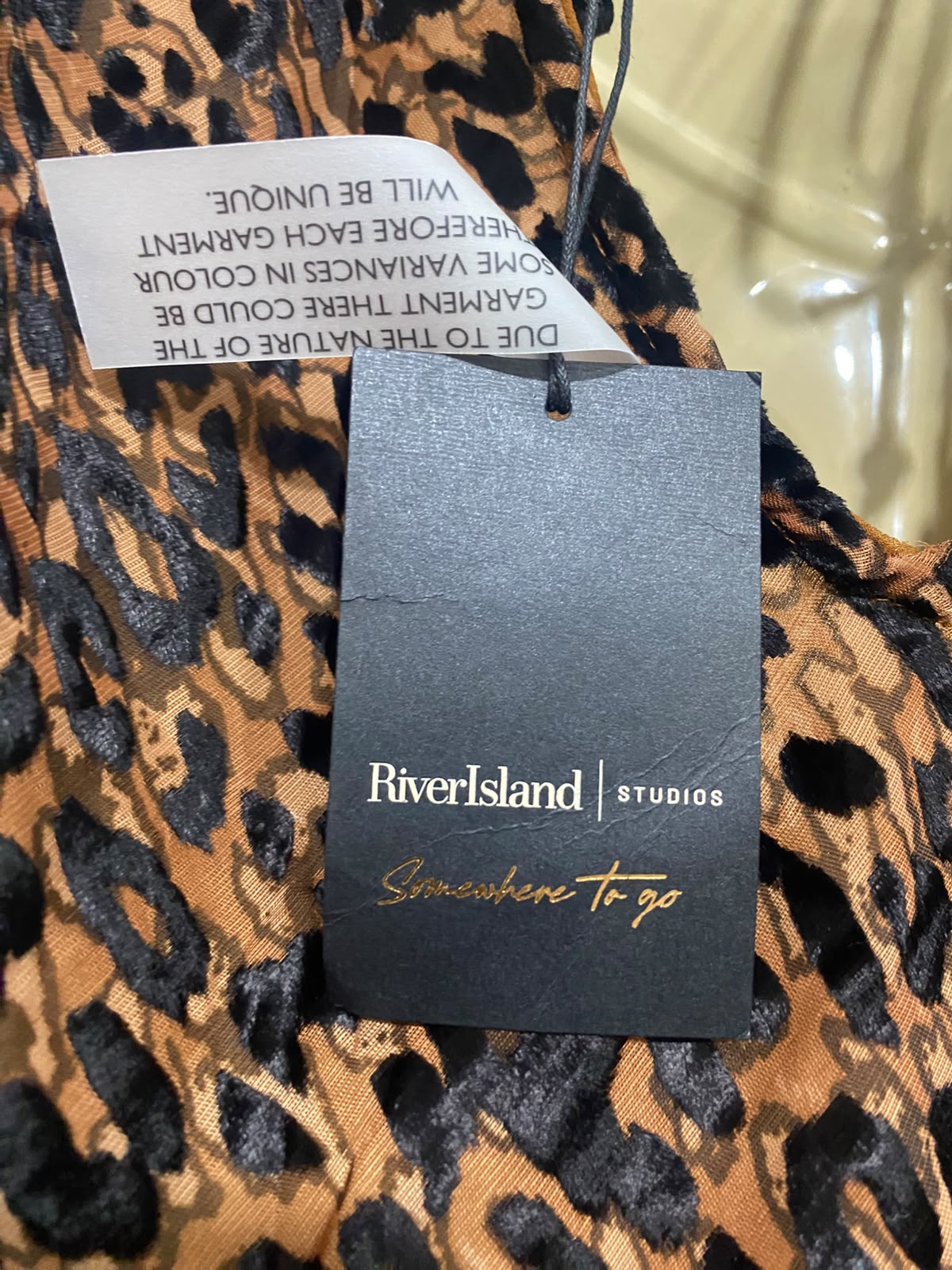 RIVER ISLAND |L| BUST 20| A67| LEOPARD PRINT COWL-NECK LONG-SLEEVE MINI DRESS / TUNIC