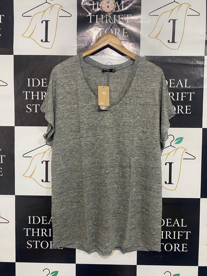 MNG |M| BUST 22| A67| GREY MELANGE LINEN CASUAL T-SHIRT / TUNIC