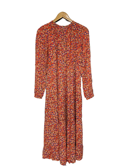 ZARA |XS| BUST 17| A67| RED AUR MULTICOLOR FLORAL MIDI DRESS