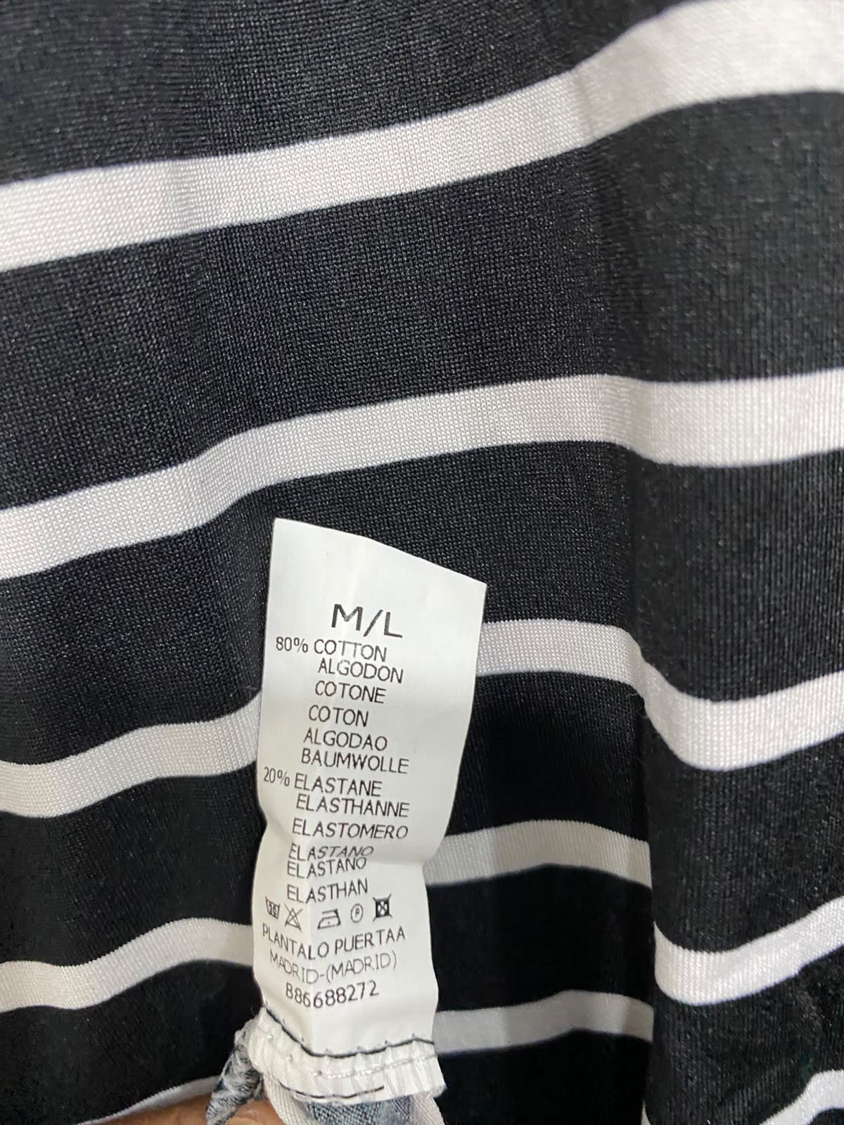 M/L |BUST 19| A67| BLACK AUR WHITE STRIPED BUTTON-FRONT TUNIC DRESS