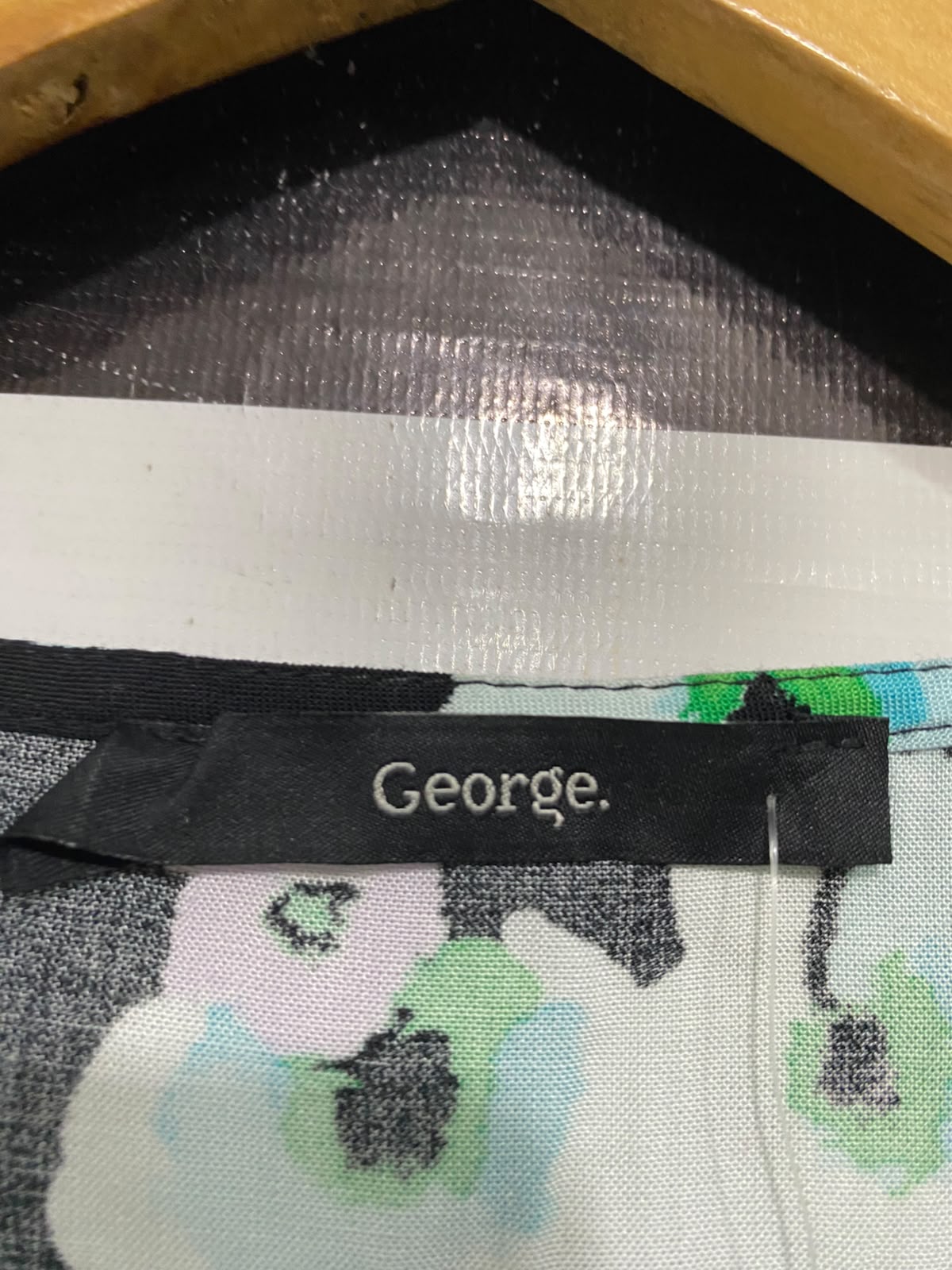 GEORGE |M| BUST 19| A67| BLACK AUR MINT FLORAL TWIST-FRONT DRESS