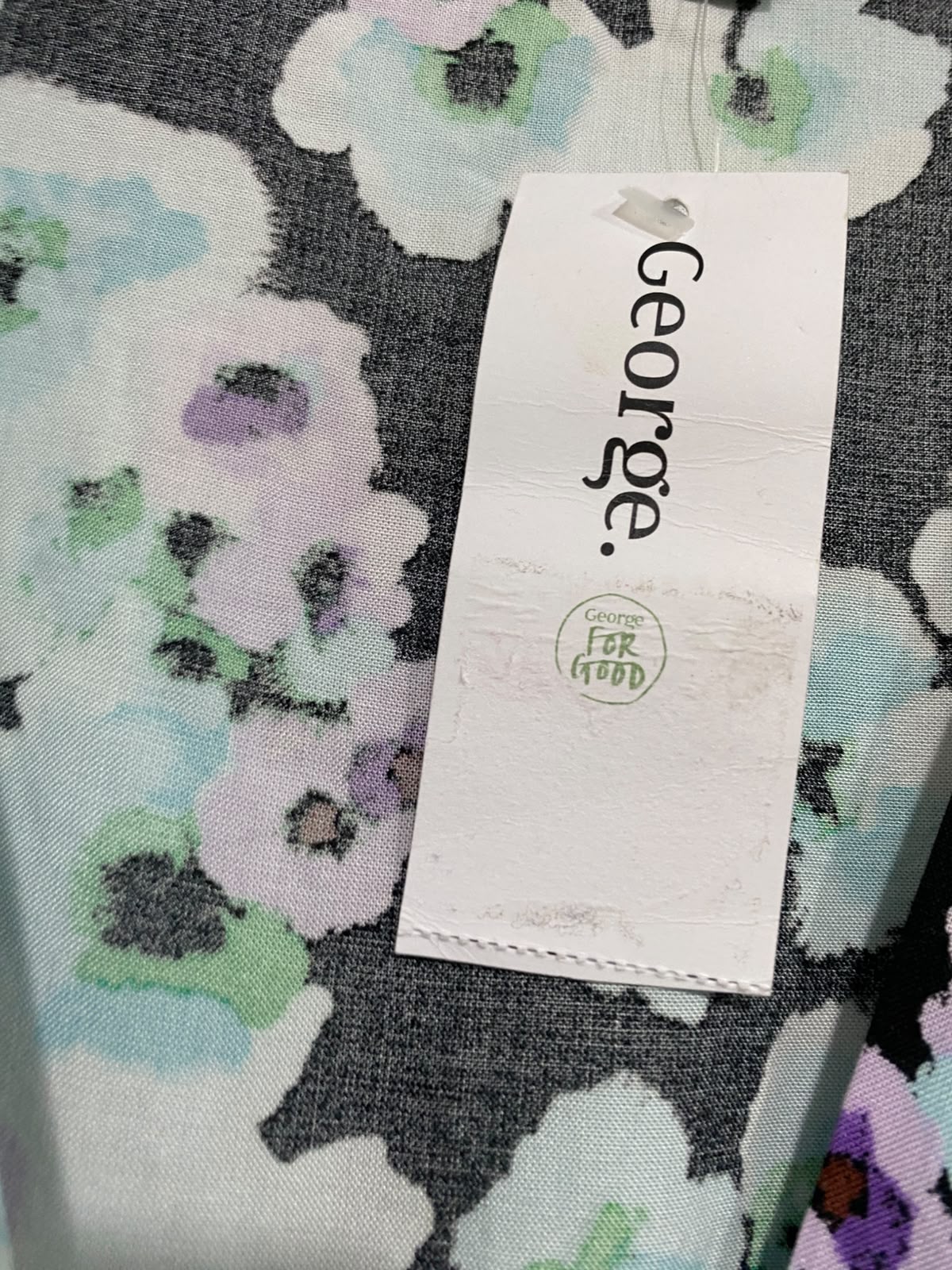 GEORGE |M| BUST 19| A67| BLACK AUR MINT FLORAL TWIST-FRONT DRESS