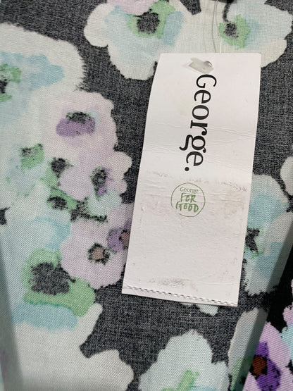 GEORGE |M| BUST 19| A67| BLACK AUR MINT FLORAL TWIST-FRONT DRESS