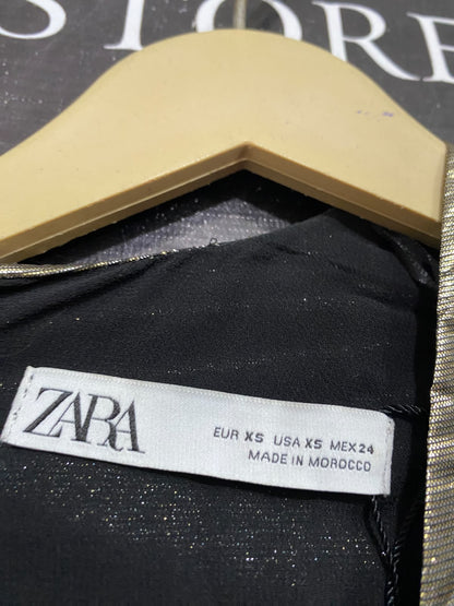 ZARA |XS| BUST 16| A67| METALLIC GOLD PUFF-SLEEVE MINI DRESS