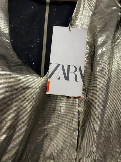 ZARA |XS| BUST 16| A67| METALLIC GOLD PUFF-SLEEVE MINI DRESS