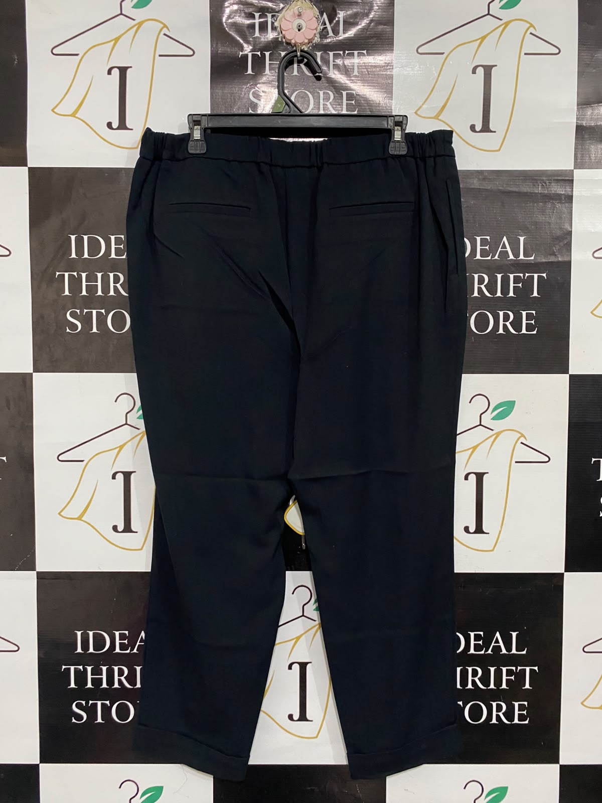 M&S |XL| WAIST 34| A67| BLACK TAPERED DRAWSTRING TROUSERS
