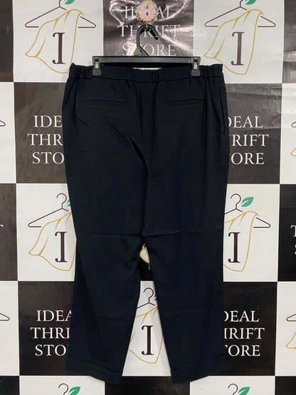 M&S |XL| WAIST 34| A67| BLACK TAPERED DRAWSTRING TROUSERS