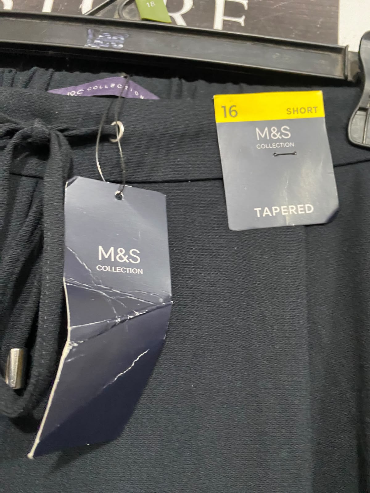 M&S |XL| WAIST 34| A67| BLACK TAPERED DRAWSTRING TROUSERS