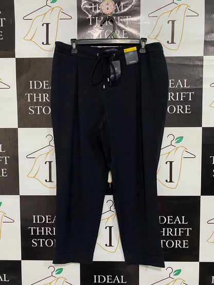 M&S |XL| WAIST 34| A67| BLACK TAPERED DRAWSTRING TROUSERS
