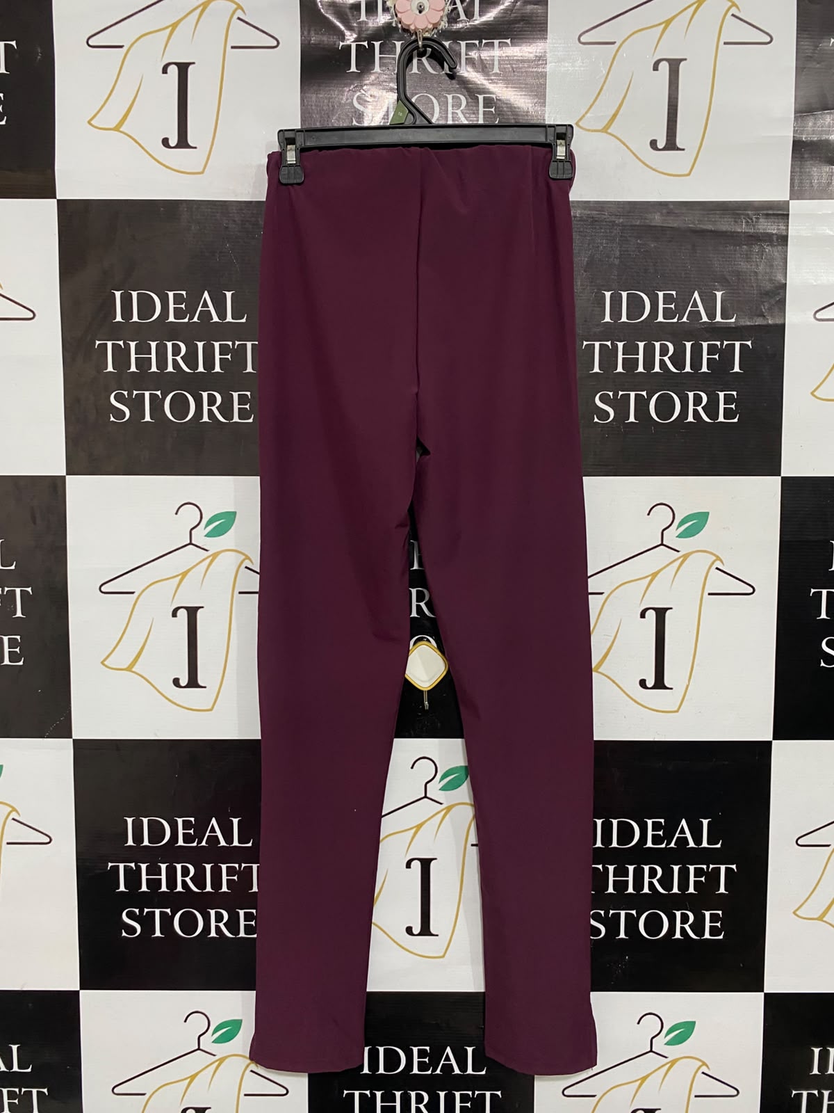ZARA |M| WAIST 24| A67| MAROON SPLIT-HEM STRETCH TROUSERS