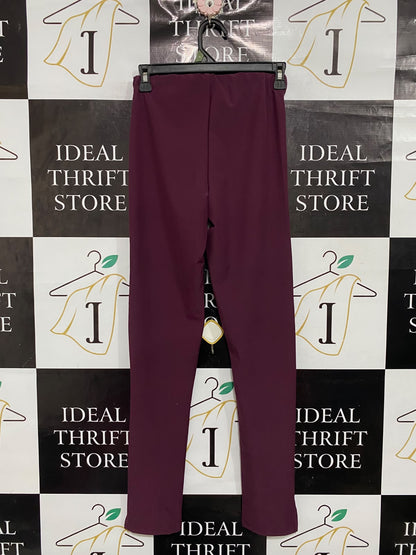ZARA |M| WAIST 24| A67| MAROON SPLIT-HEM STRETCH TROUSERS