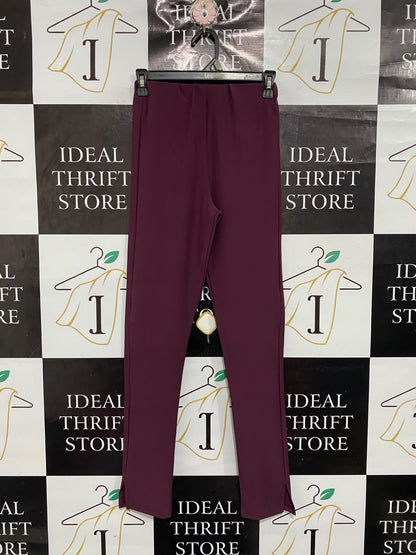 ZARA |M| WAIST 24| A67| MAROON SPLIT-HEM STRETCH TROUSERS