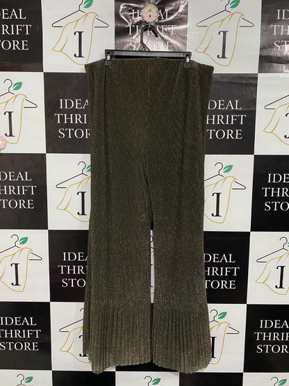 RIVER ISLAND |XXL| WAIST 38| A67| SHIMMRING METALLIC BRONZE PLEATED WIDE-LEG TROUSERS