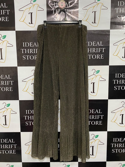 RIVER ISLAND |XXL| WAIST 38| A67| SHIMMRING METALLIC BRONZE PLEATED WIDE-LEG TROUSERS