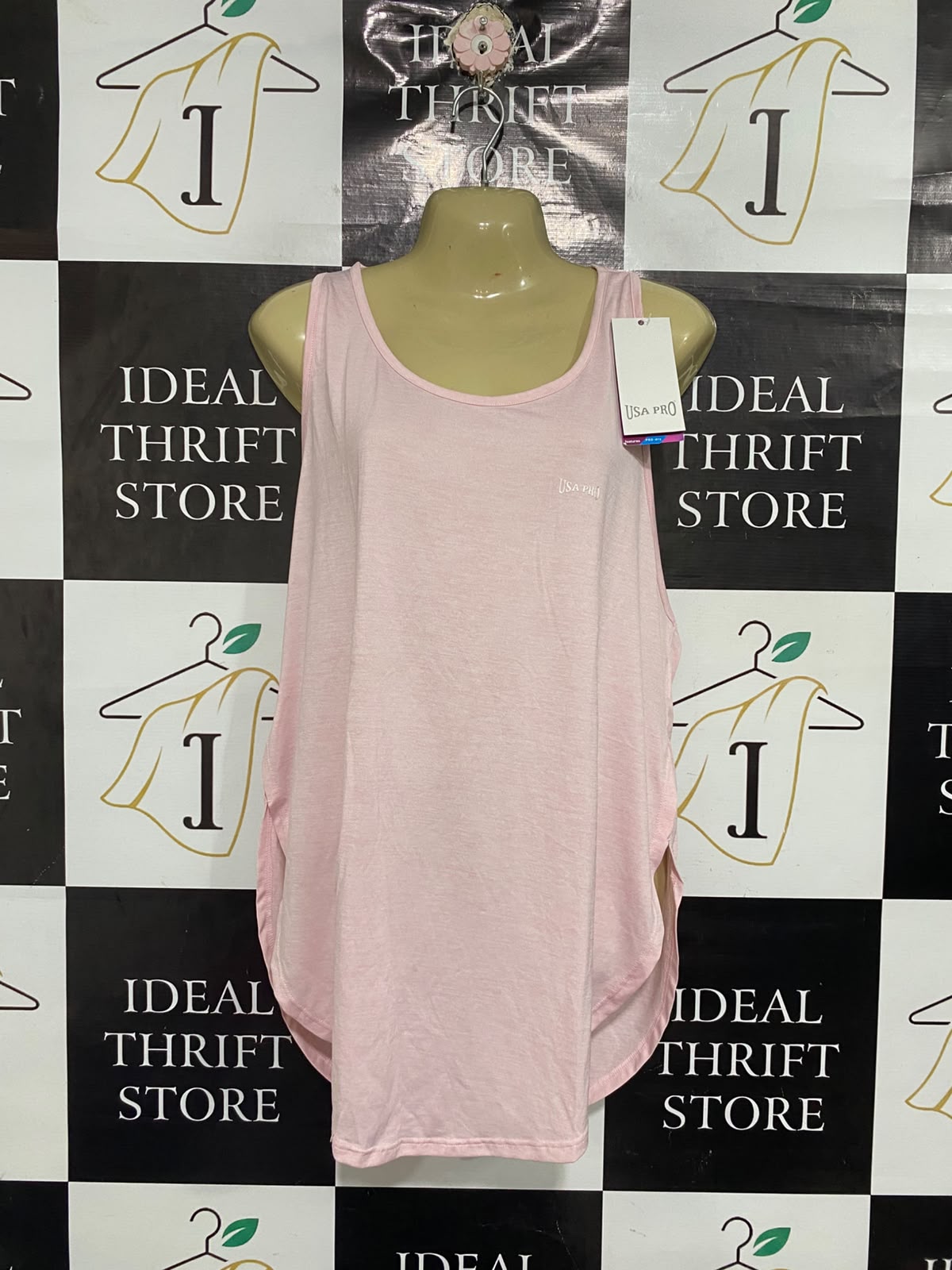 USA PRO |XL| BUST 21| A67|  LIGHT PINK ATHLETIC TANK TOP
