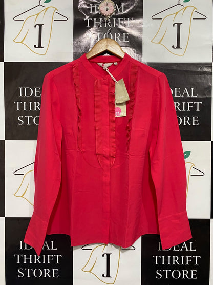 BODEN |M| BUST 26| A67| BRIGHT PINK PLEATED RUFFLE FRONT SHIRT