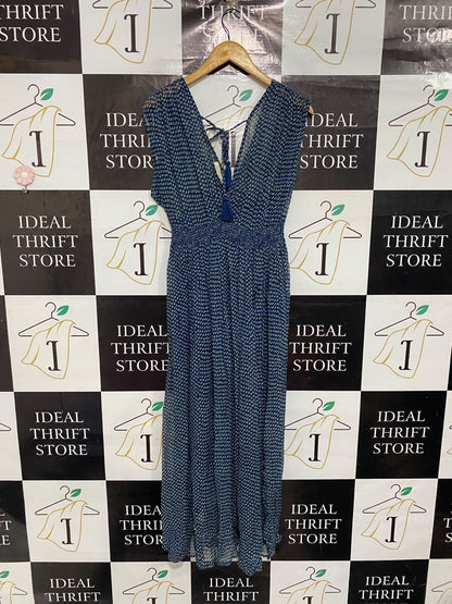 MAISON HOTEL |S| BUST 18| A67| NAVY BLUE POLKA DOT PRINT SLEEVELESS MAXI DRESS