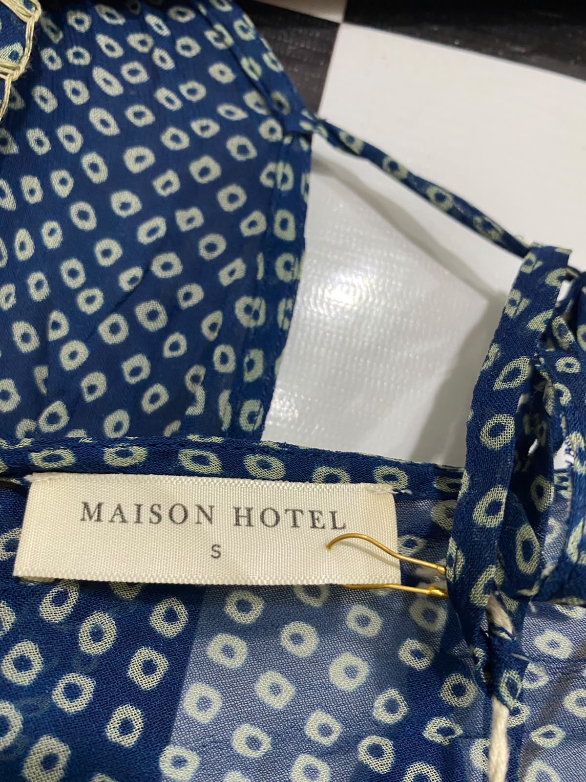 MAISON HOTEL |S| BUST 18| A67| NAVY BLUE POLKA DOT PRINT SLEEVELESS MAXI DRESS
