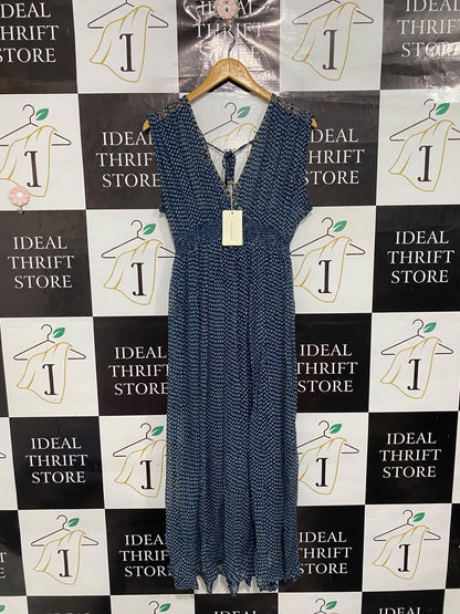 MAISON HOTEL |S| BUST 18| A67| NAVY BLUE POLKA DOT PRINT SLEEVELESS MAXI DRESS