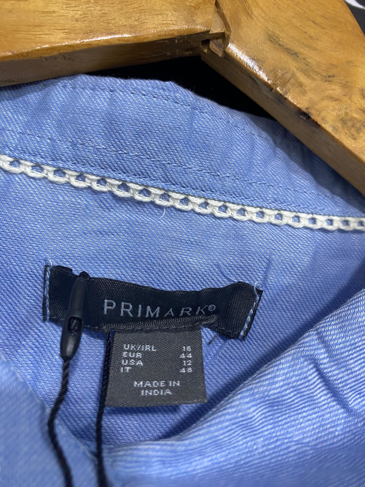 PRIMARK |L| BUST 22| A67| SKY BLUE LINEN-BLEND OVERSIZED BUTTON-DOWN SHIRT