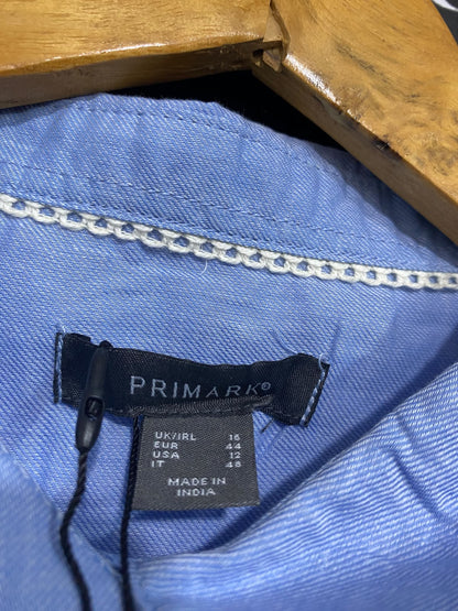 PRIMARK |L| BUST 22| A67| SKY BLUE LINEN-BLEND OVERSIZED BUTTON-DOWN SHIRT