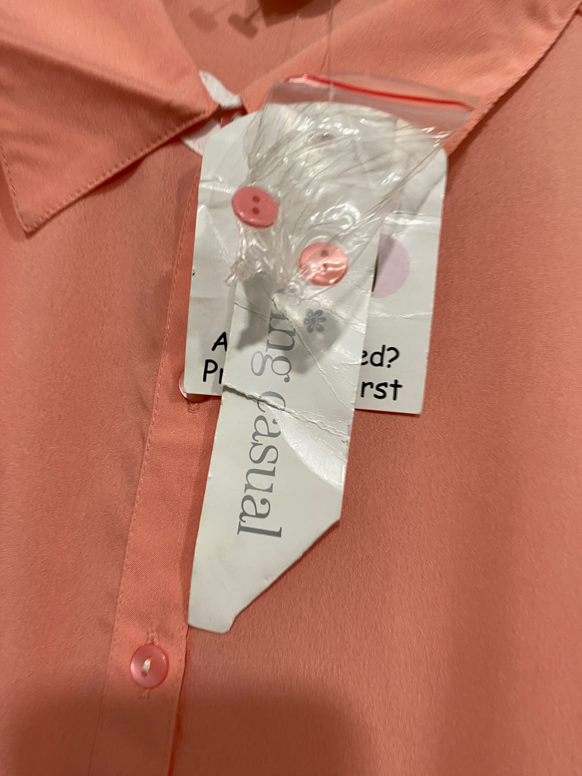 BEING CASUAL |L| BUST 22| A67| PEACH & WHITE COLOR-BLOCK BUTTON-DOWN SHIRT (SMART CASUAL COLLECTION)